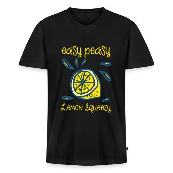 Easy Peasy Lemon Squeezy - Männer Premium Bio T-Shirt mit V-Ausschnitt - Schwarz - Vorne - Nico (187cm)