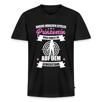 Schießstand Prinzessin Sportschütze Schießsport - Männer Premium Bio T-Shirt mit V-Ausschnitt - Schwarz - Vorne - Nico (187cm)