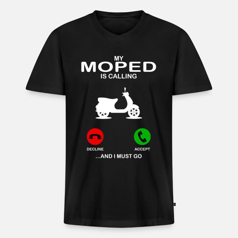 moped - Männer Premium Bio T-Shirt mit V-Ausschnitt - Schwarz