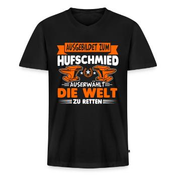Hufschmied Hufschmiede Hufbeschlagschmied - Männer Premium Bio T-Shirt mit V-Ausschnitt - Schwarz - Vorne - Nico (187cm)