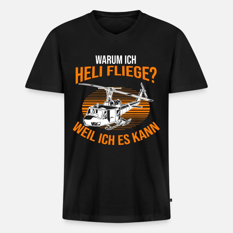 Helikopter Hubschrauber Pilot Hubschrauberpilot - Männer Premium Bio T-Shirt mit V-Ausschnitt - Schwarz