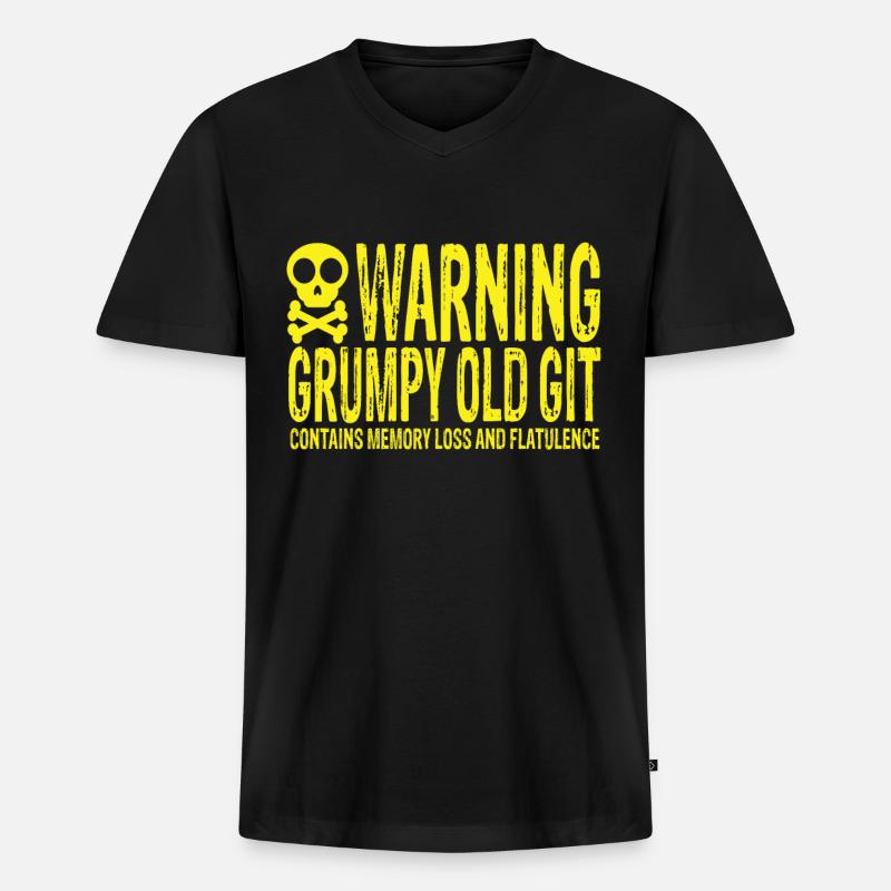 Warning Grumpy Old Git - Männer Premium Bio T-Shirt mit V-Ausschnitt - Schwarz