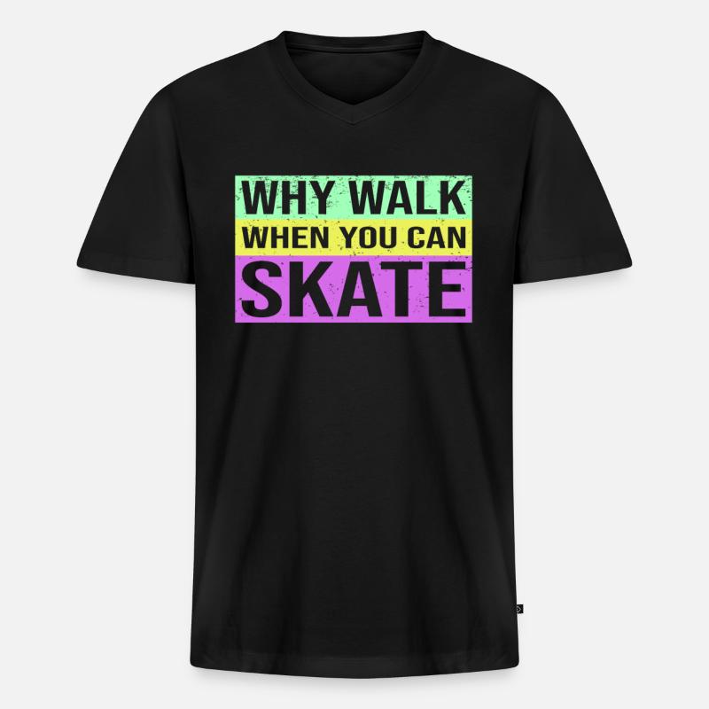 Rollschuhfahren Rollerskates Retro Bunt Spruch - Männer Premium Bio T-Shirt mit V-Ausschnitt - Schwarz