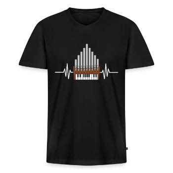 Pipe Organ Instrument Pipes Church Organ Heartbeat - Men's Premium Organic T-shirt with V-neck - black - Front - Nico (187cm)