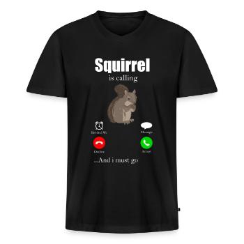 Eichhörnchen Tshirt Streifenhörnchen Hörnchen Nuss - Männer Premium Bio T-Shirt mit V-Ausschnitt - Schwarz - Vorne - Nico (187cm)
