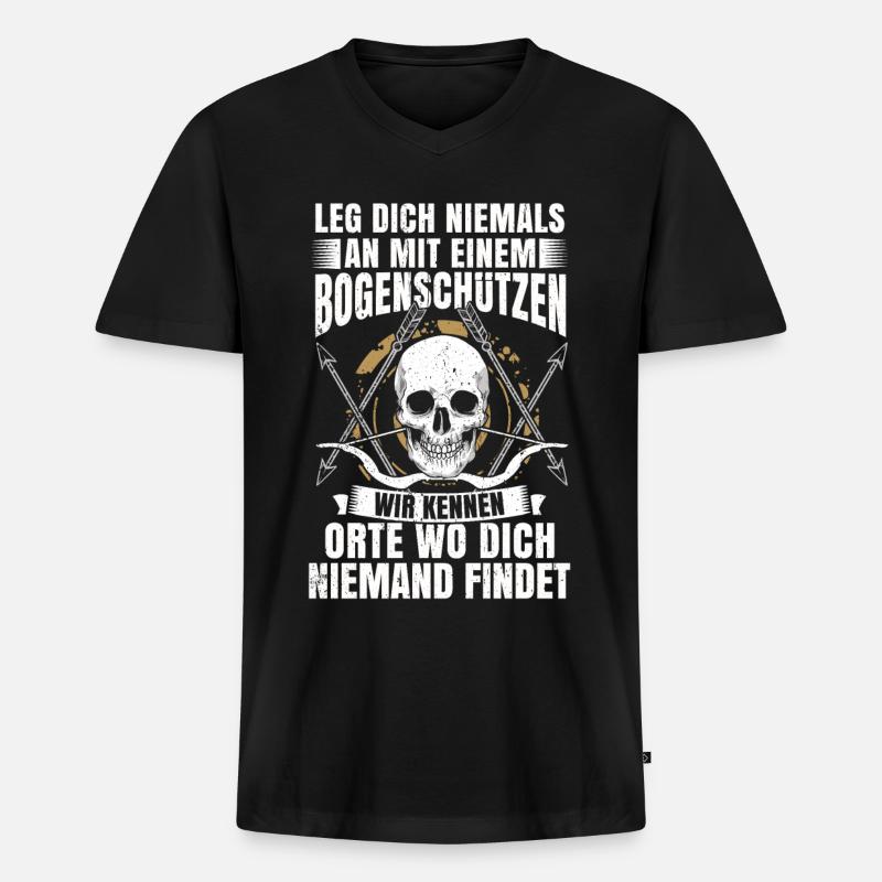 Bogenschießen - Männer Premium Bio T-Shirt mit V-Ausschnitt - Schwarz