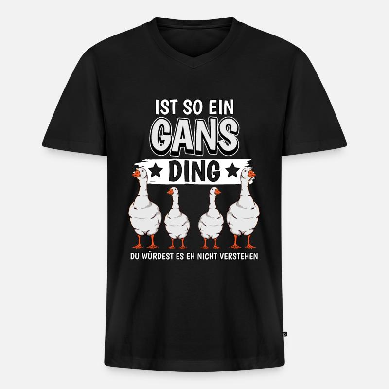 Ist so ein Gans Ding - Männer Premium Bio T-Shirt mit V-Ausschnitt - Schwarz