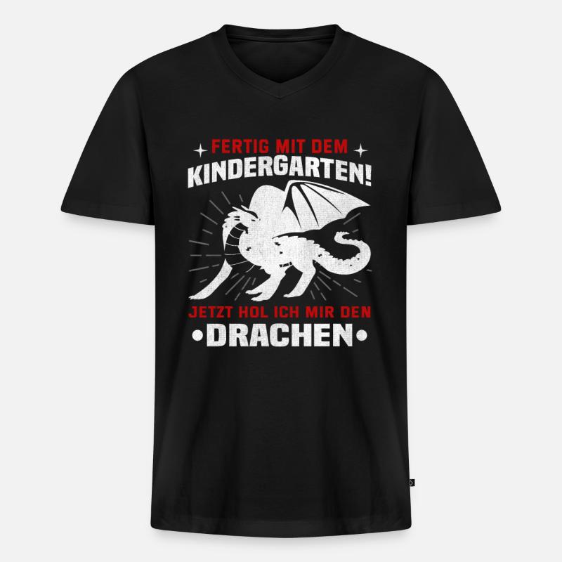 Kindergarten ist vorbei, Tschüss! - Männer Premium Bio T-Shirt mit V-Ausschnitt - Schwarz