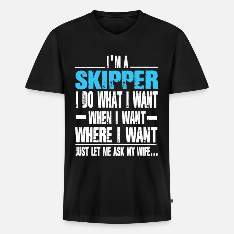Skipper - Männer Premium Bio T-Shirt mit V-Ausschnitt - Schwarz