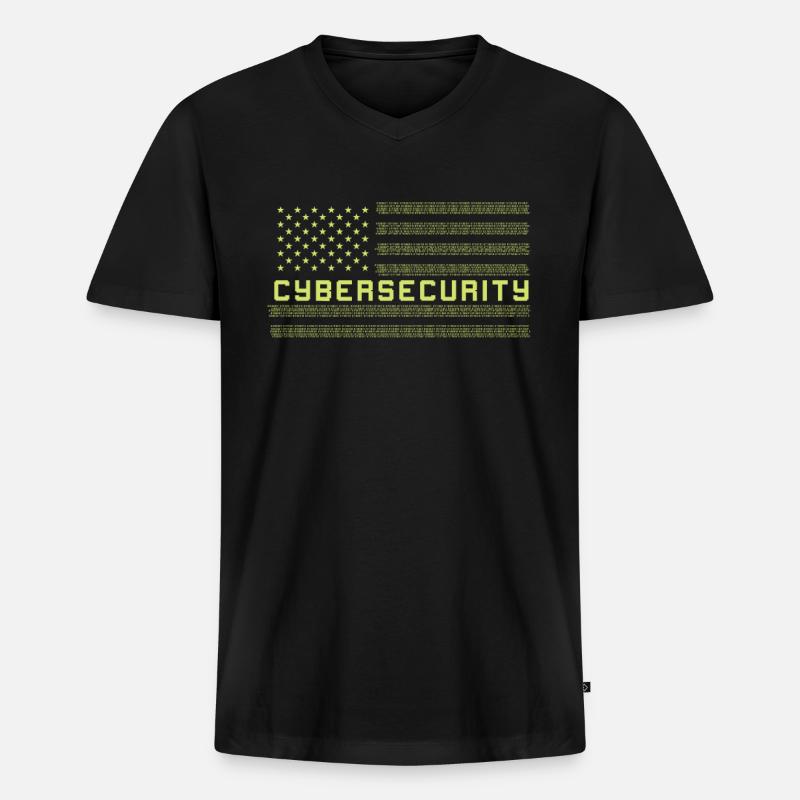 CYBERSECURITY Cybersecurity US Flag - Männer Premium Bio T-Shirt mit V-Ausschnitt - Schwarz