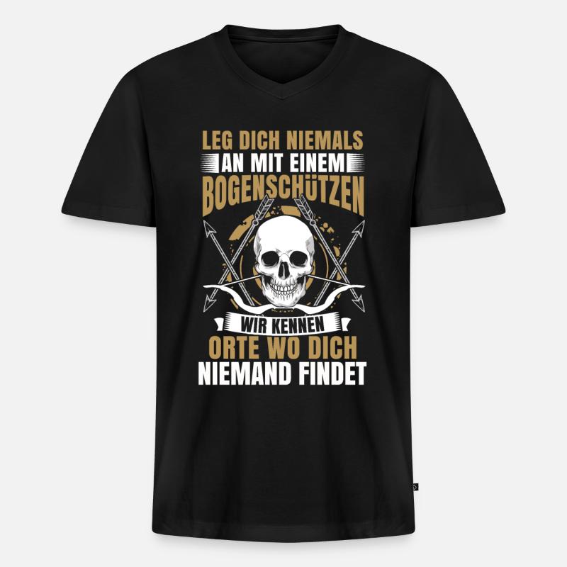 Bogenschießen Bogenschütze Geschenk Pfeil Bogen - Männer Premium Bio T-Shirt mit V-Ausschnitt - Schwarz