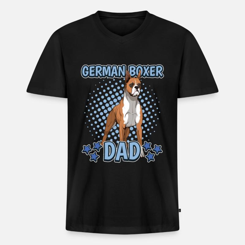 Boxer German Boxer Dad - Männer Premium Bio T-Shirt mit V-Ausschnitt - Schwarz