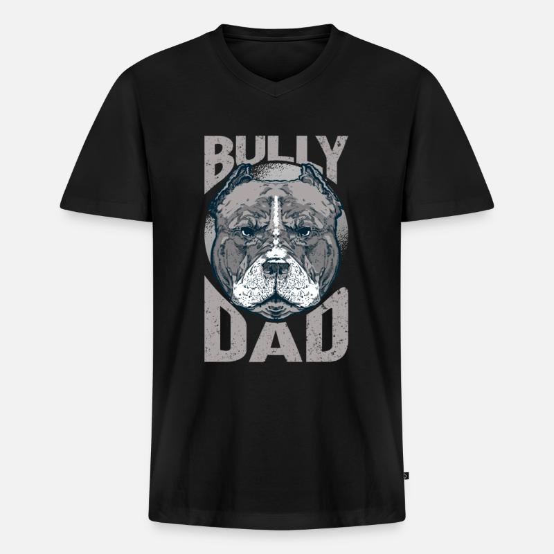 American Bully Dad Hundebesitzer - Männer Premium Bio T-Shirt mit V-Ausschnitt - Schwarz