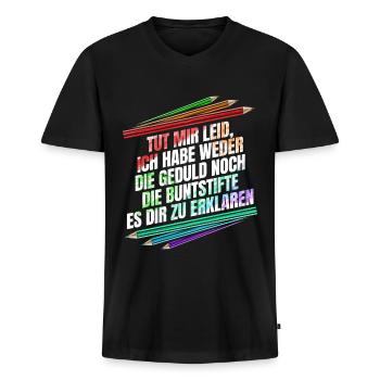 Nicht die Buntstifte um es dir zu erklären - Männer Premium Bio T-Shirt mit V-Ausschnitt - Schwarz - Vorne - Nico (187cm)