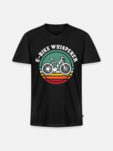 Ebike Flüsterer Ebiker Elektrofahrrad - Männer Premium Bio T-Shirt mit V-Ausschnitt - Schwarz