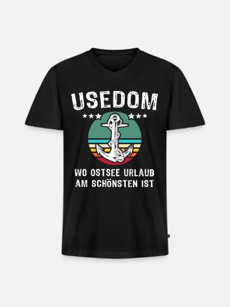 Usedom Ostsee Insel - Männer Premium Bio T-Shirt mit V-Ausschnitt - Schwarz
