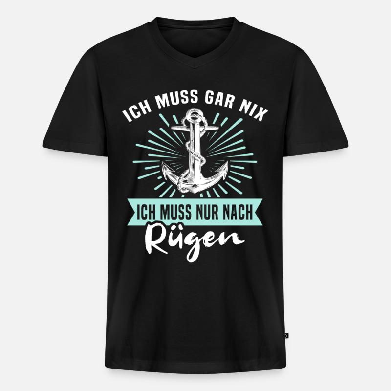 Rügen Urlaub Ostsee Insel - Männer Premium Bio T-Shirt mit V-Ausschnitt - Schwarz