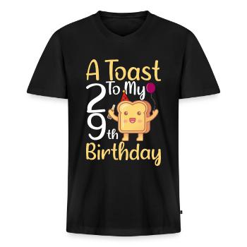 29. Geburtstag Geburtstagsgeschenk - Männer Premium Bio T-Shirt mit V-Ausschnitt - Schwarz - Vorne - Nico (187cm)