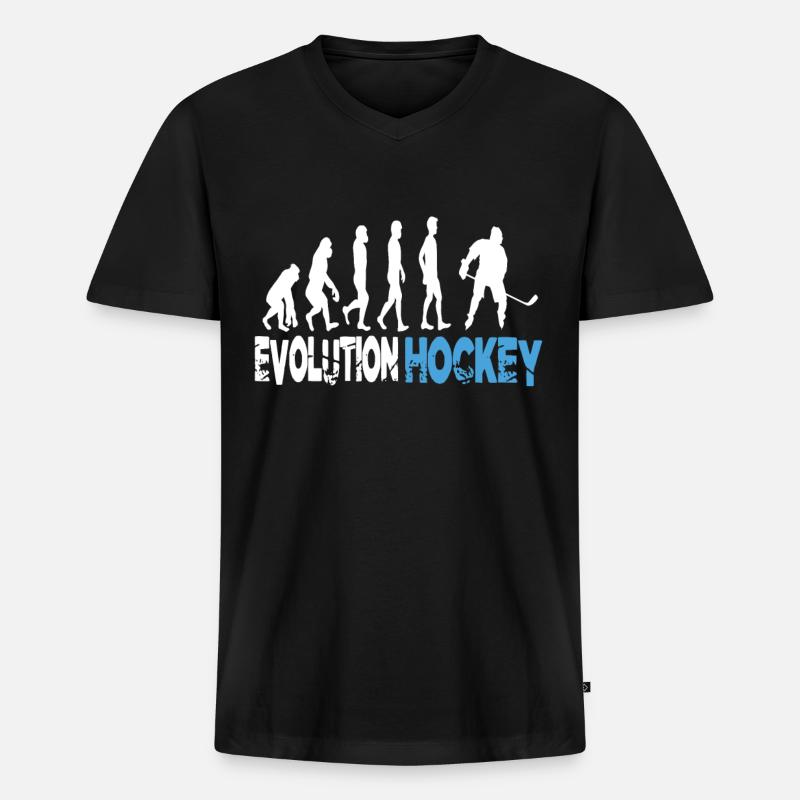 Evolution Hockey - Männer Premium Bio T-Shirt mit V-Ausschnitt - Schwarz