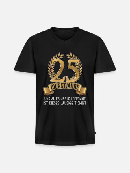 25 jaar werknemer bedrijfsfeest bedrijfsjubileum - Mannen Premium Bio T-shirt met V-hals - zwart