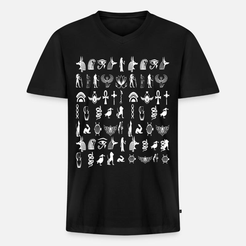 Hieroglyphe - Männer Premium Bio T-Shirt mit V-Ausschnitt - Schwarz