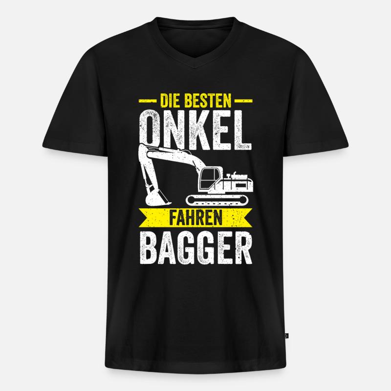 Baggerfahrer Onkel Baggern Bagger - Männer Premium Bio T-Shirt mit V-Ausschnitt - Schwarz