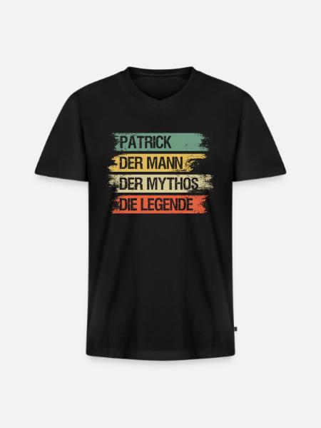 Patrick - Männer Premium Bio T-Shirt mit V-Ausschnitt - Schwarz