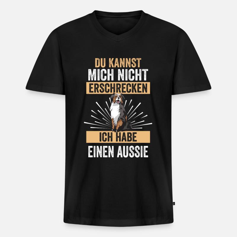 Australian Shepherd Hund Aussie - Männer Premium Bio T-Shirt mit V-Ausschnitt - Schwarz