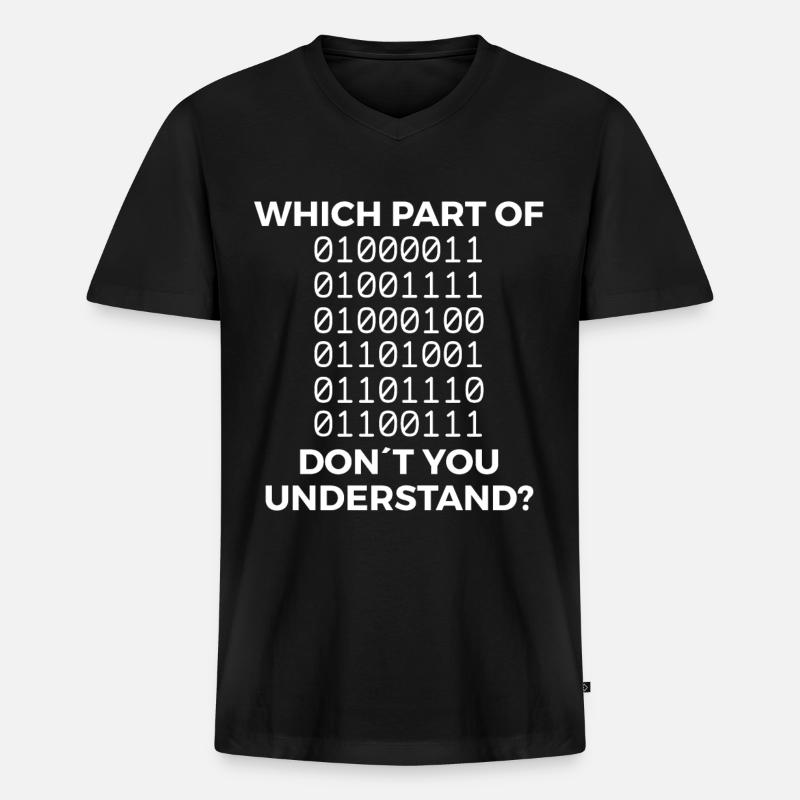 Funny binary code saying - Men's Premium Organic T-shirt with V-neck - black