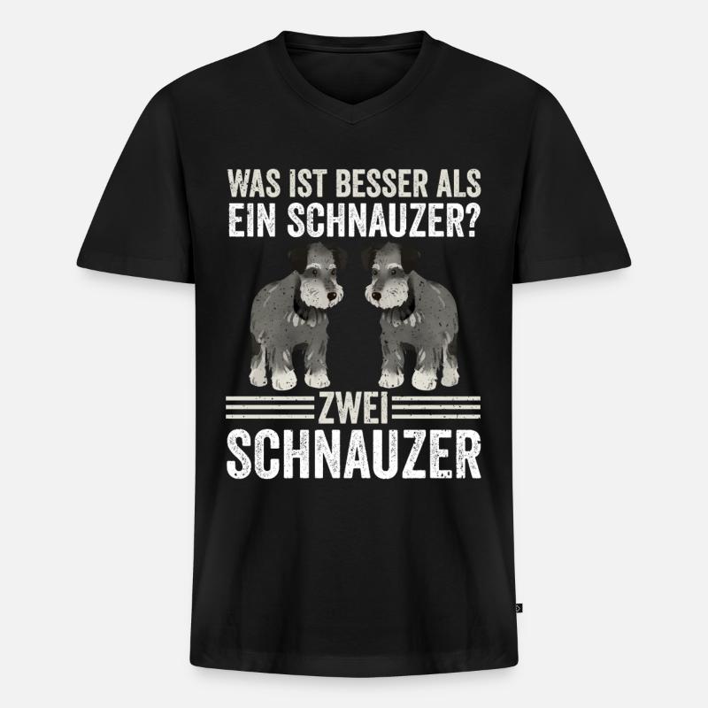 Zwei Schnauzer Hund Schnauzer - Männer Premium Bio T-Shirt mit V-Ausschnitt - Schwarz