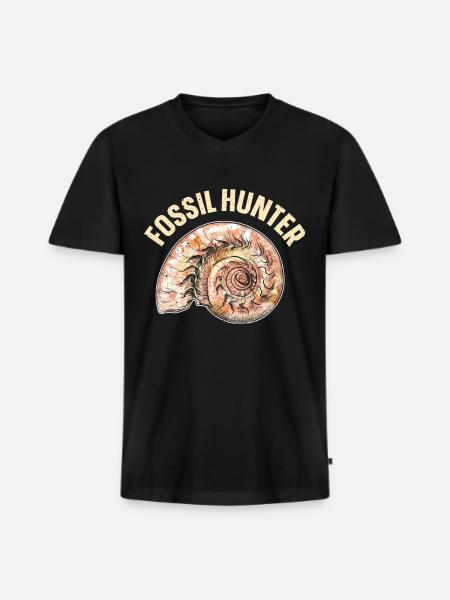 Fossil Hunter Paleontology Paleontologist - Men's Premium Organic T-shirt with V-neck - black