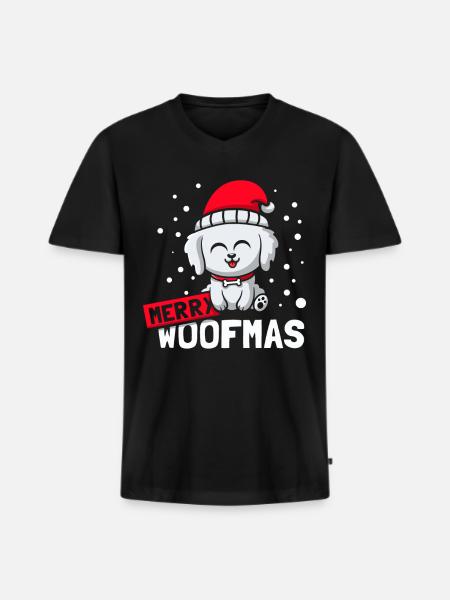 Merry Woofma's dog Christmas - Men's Premium Organic T-shirt with V-neck - black