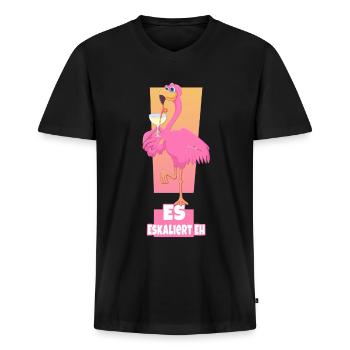 Flamingo Es Eskaliert Eh Flamingo Party Outfit - Männer Premium Bio T-Shirt mit V-Ausschnitt - Schwarz - Vorne - Nico (187cm)