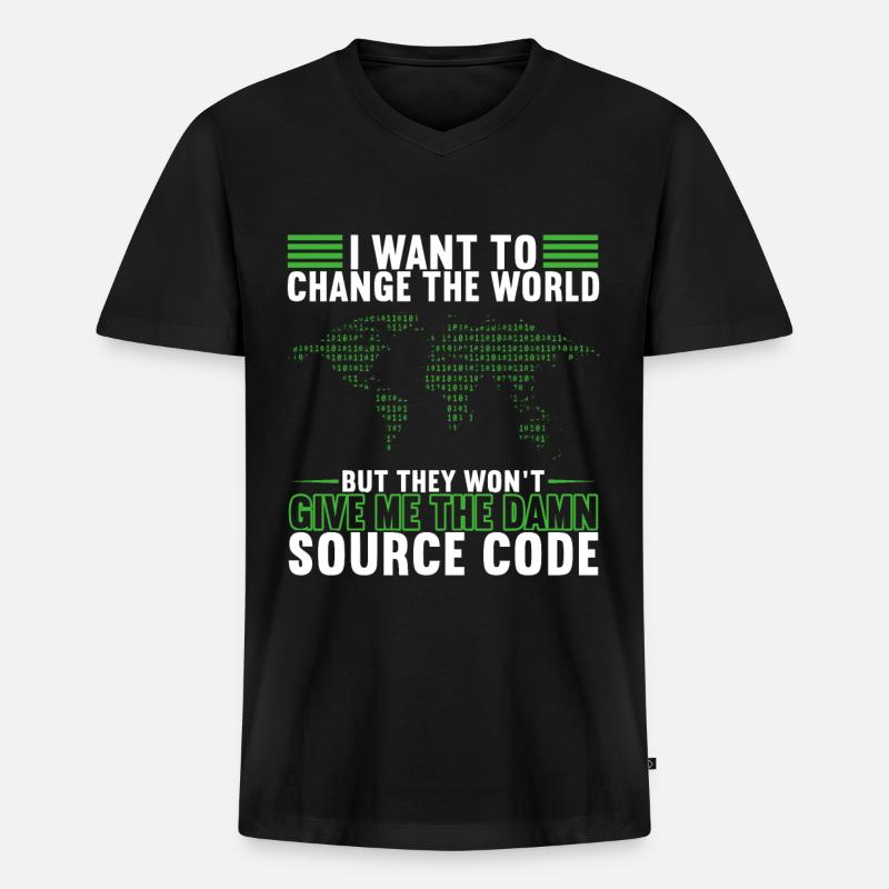 Programmeur Informaticien Programmation - T-shirt encolure en V Premium bio Homme - noir