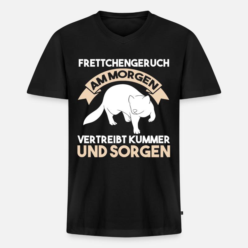 Frettchen - Männer Premium Bio T-Shirt mit V-Ausschnitt - Schwarz