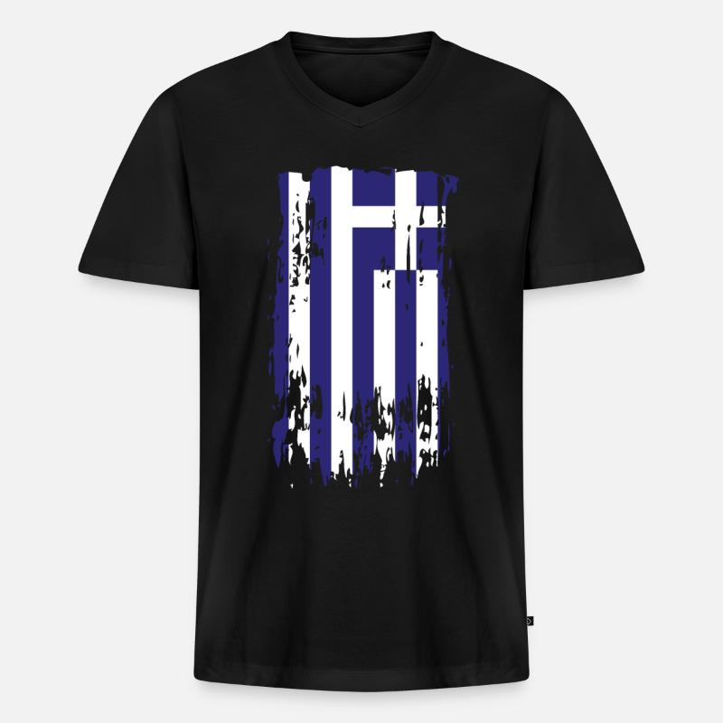 Greece Greece Greece - Männer Premium Bio T-Shirt mit V-Ausschnitt - Schwarz
