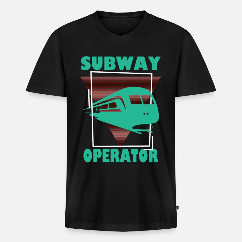 SUBWAY, SUBWAY PRESENT, SUBWAYS - Männer Premium Bio T-Shirt mit V-Ausschnitt - Schwarz