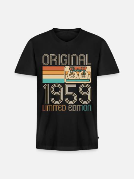 Born 1959 Born January Original Birthday - Men's Premium Organic T-shirt with V-neck - black
