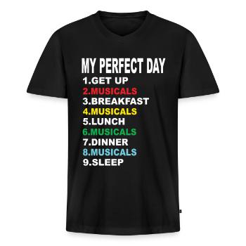 Mein Perfekter Tag Musicals - Männer Premium Bio T-Shirt mit V-Ausschnitt - Schwarz - Vorne - Nico (187cm)