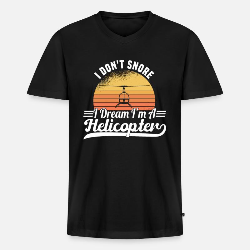 Pilot Hubschrauber Helikopter Spruch Hobbypilot - Männer Premium Bio T-Shirt mit V-Ausschnitt - Schwarz