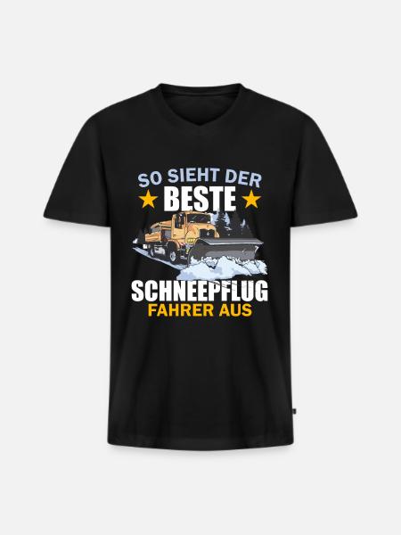 Bester Schneepflugfahrer - Männer Premium Bio T-Shirt mit V-Ausschnitt - Schwarz
