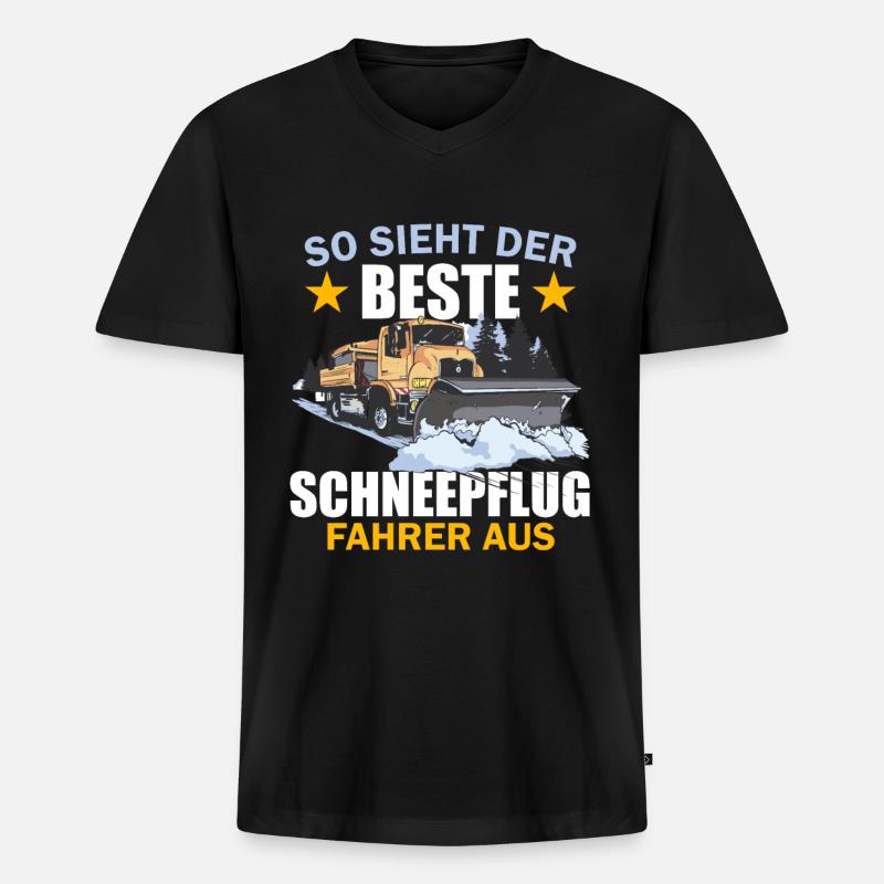 Bester Schneepflugfahrer - Männer Premium Bio T-Shirt mit V-Ausschnitt - Schwarz
