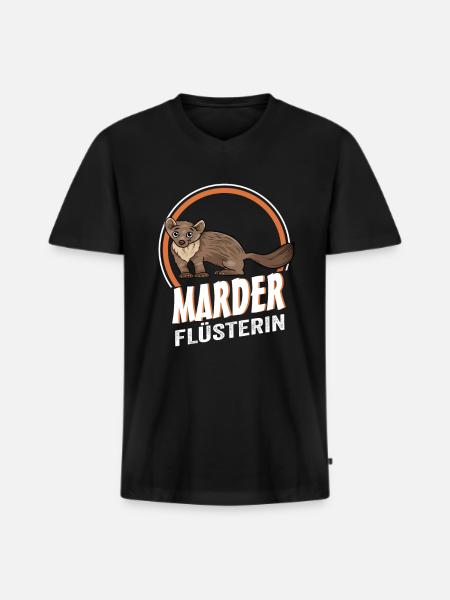 Marder Flüsterin - Männer Premium Bio T-Shirt mit V-Ausschnitt - Schwarz