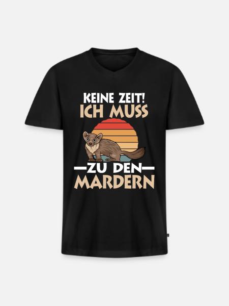 Marder - Männer Premium Bio T-Shirt mit V-Ausschnitt - Schwarz