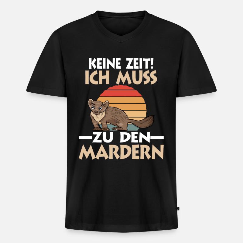 Marder - Männer Premium Bio T-Shirt mit V-Ausschnitt - Schwarz