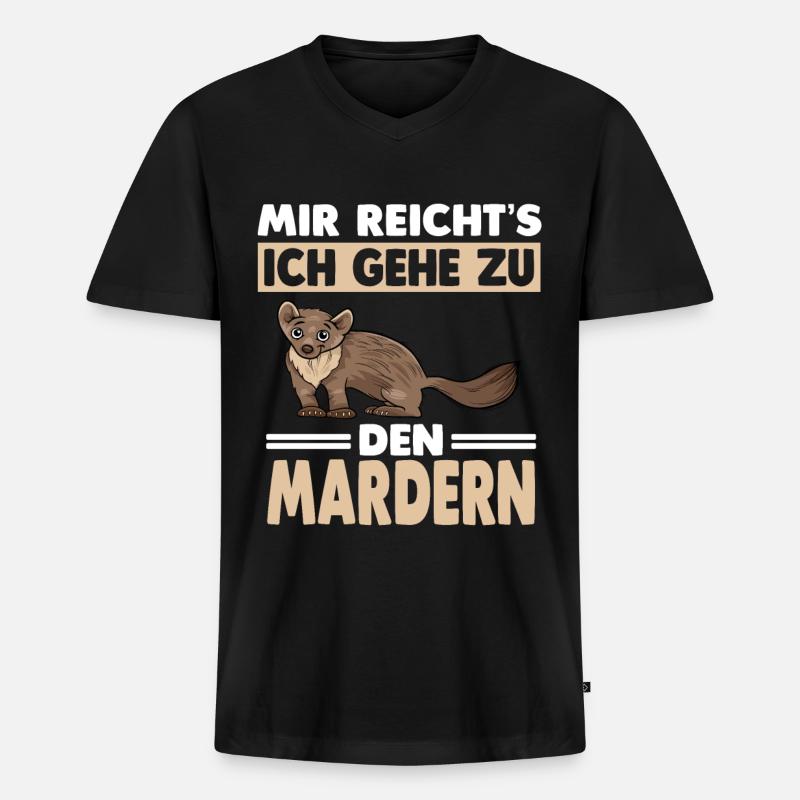 Marder - Männer Premium Bio T-Shirt mit V-Ausschnitt - Schwarz