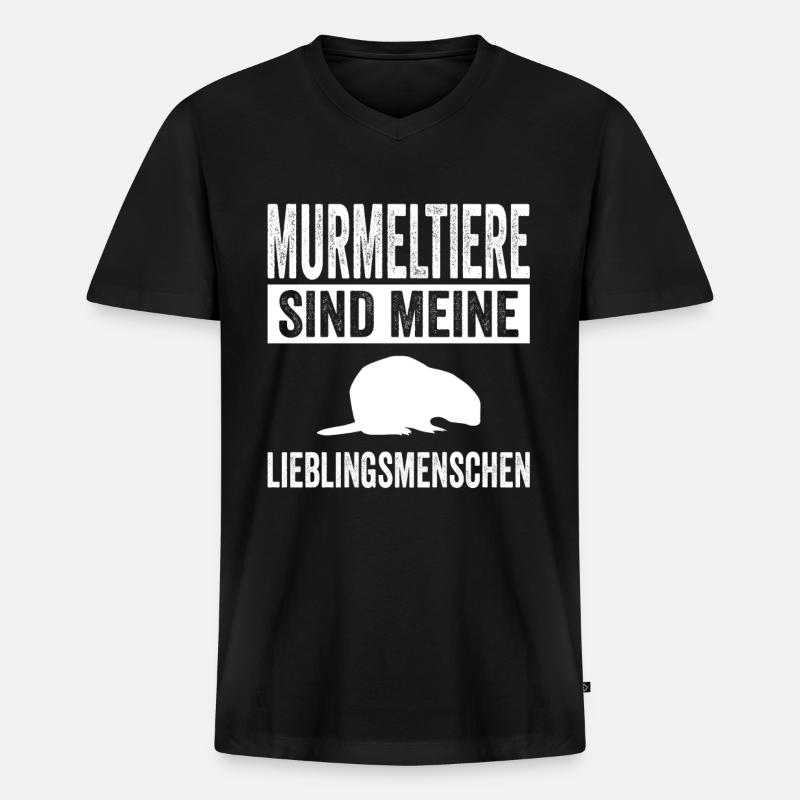 Murmeltier - Männer Premium Bio T-Shirt mit V-Ausschnitt - Schwarz