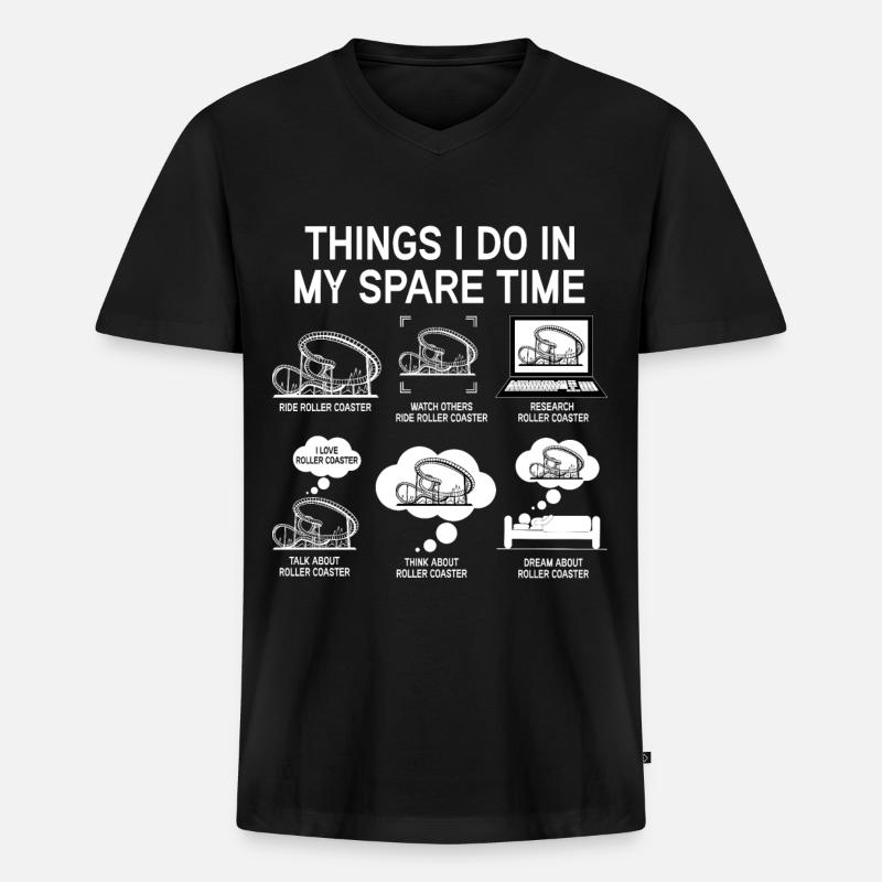 Rollercoaster Parc d’attractions Rollercoaster Ride - T-shirt encolure en V Premium bio Homme - noir