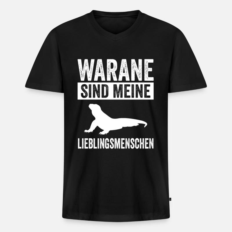 Waran - Männer Premium Bio T-Shirt mit V-Ausschnitt - Schwarz