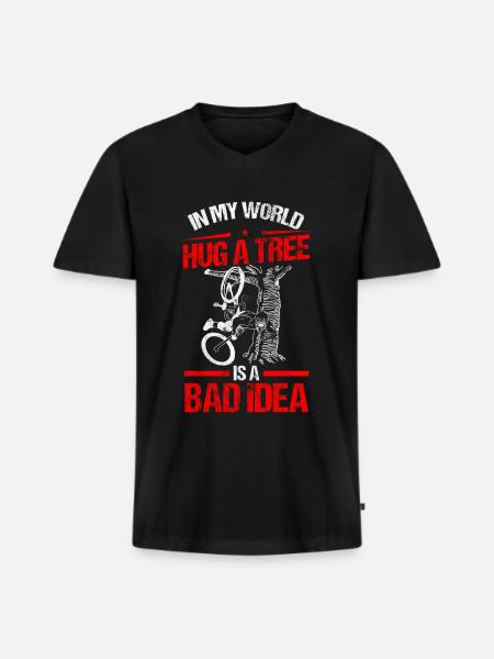 Mountain Bike Mountain Biker Downhill Bike - Men's Premium Organic T-shirt with V-neck - black